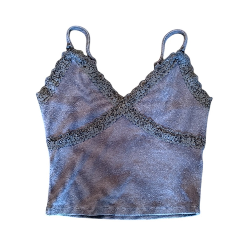 2/$15 Garage Charcoal Ribbed Cropped Tank XS